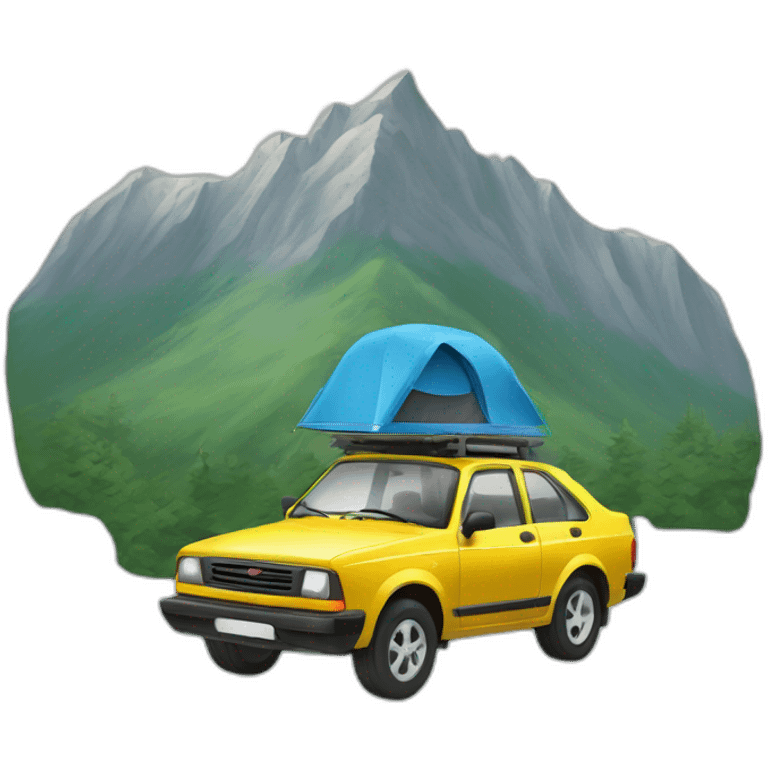 Une voiture sur une montagne emoji