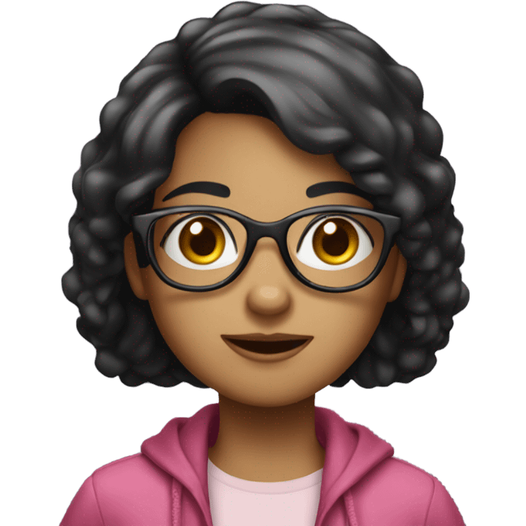 Girl with black hair and glasses as a fampire emoji