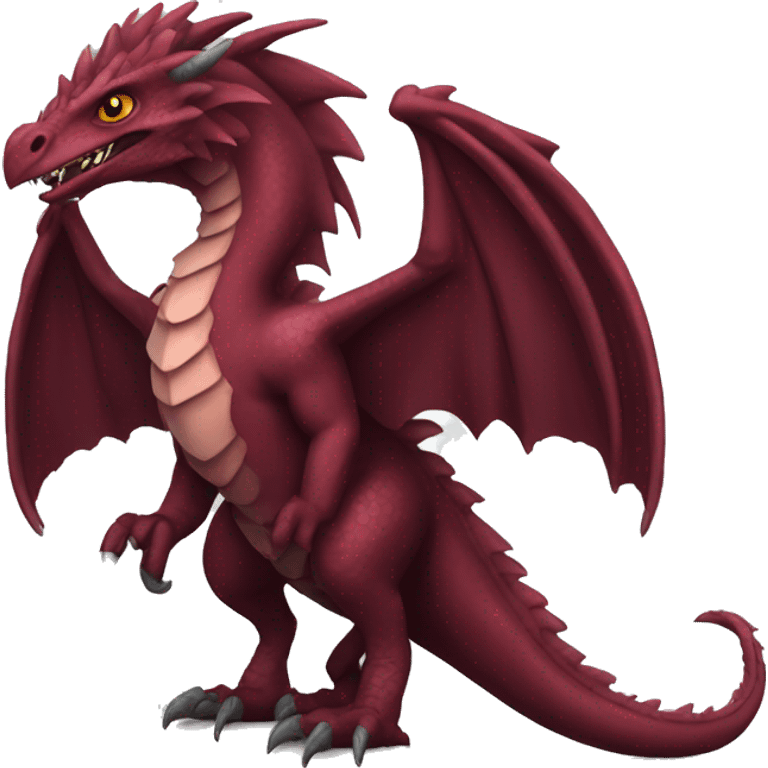 Cool edgy Maroon dragon-raptor with darker mane emoji