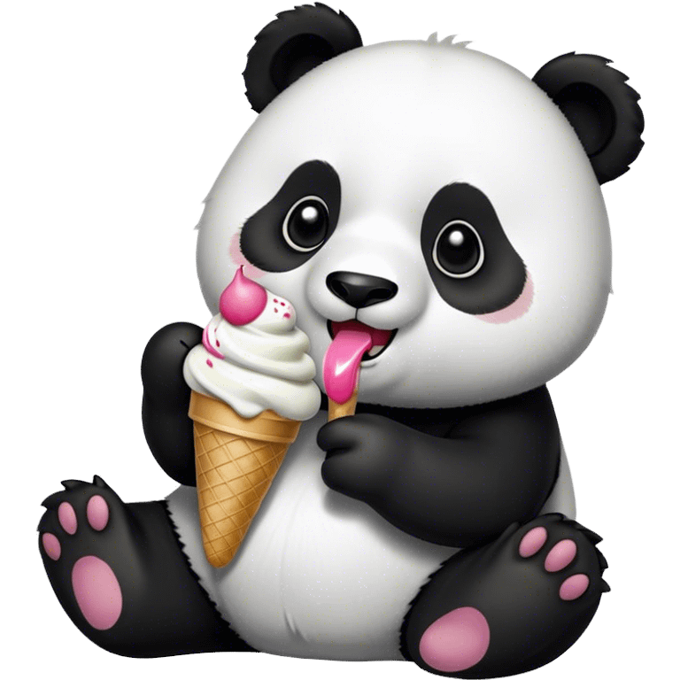 Panda eating ice cream emoji