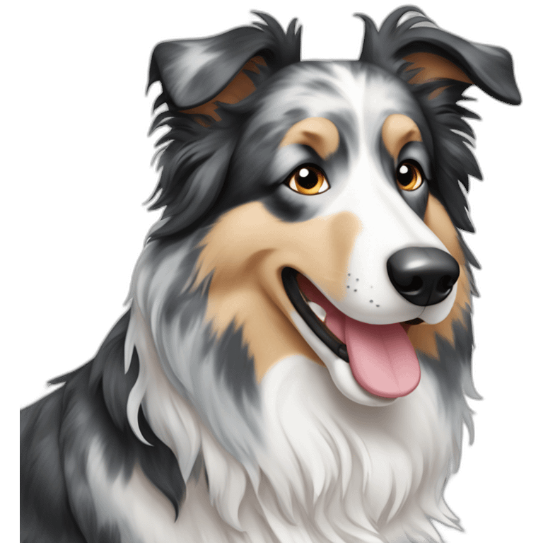 Blue merle collie dog black white and grey emoji