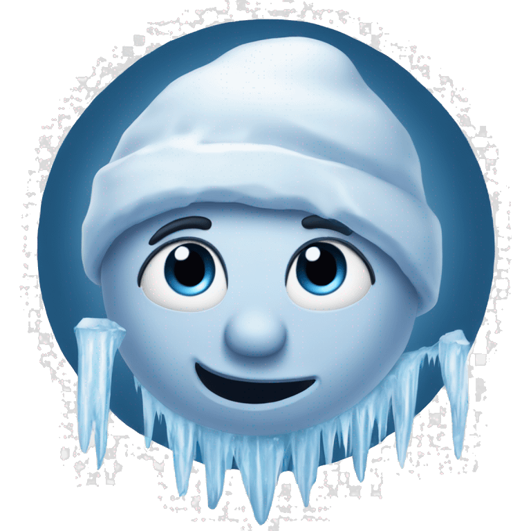 Frozen icicle moon with face  emoji