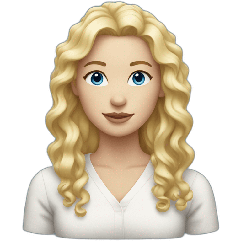 blond women , neck curly hair,white skin , blue eyes emoji