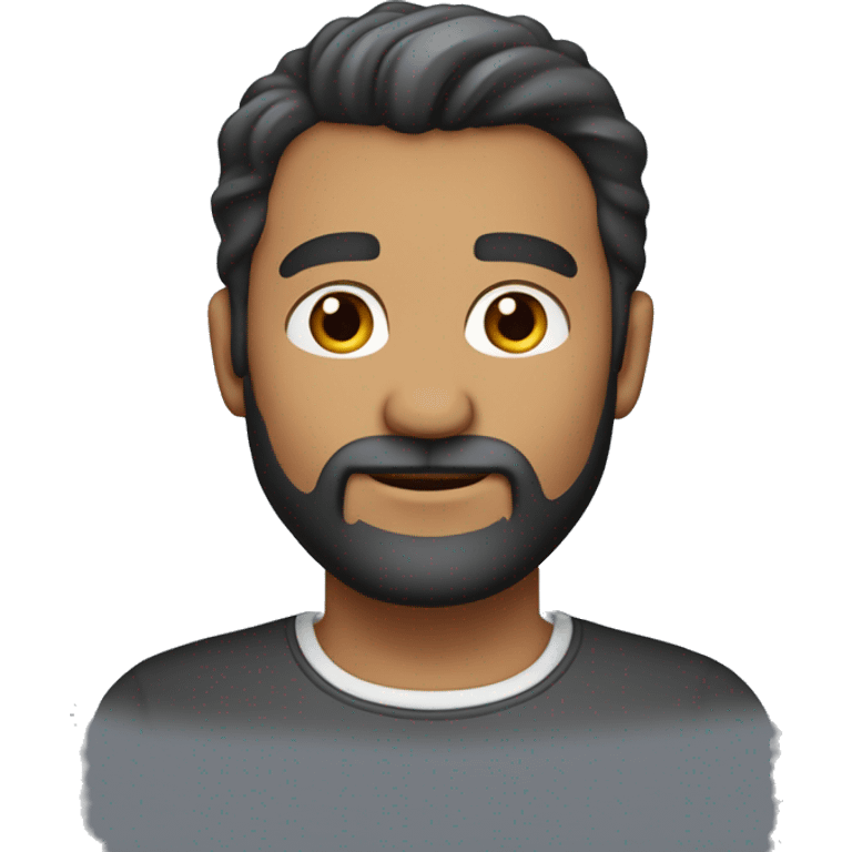 hombre con barba de 40 años, pelo ligeramente canoso, corte de pelo degradado emoji