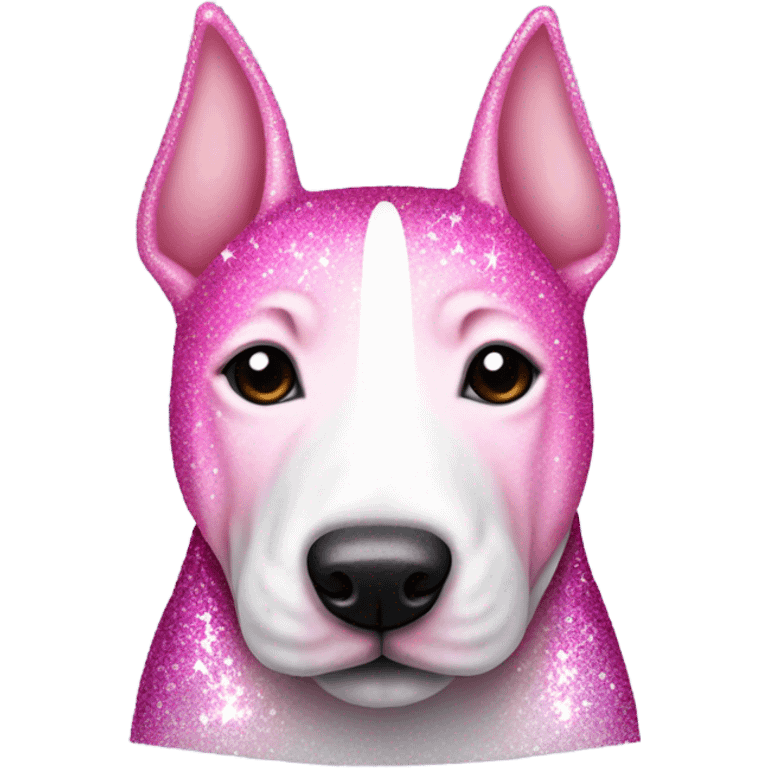 Pink ombre full-body bull terrier with glitter emoji