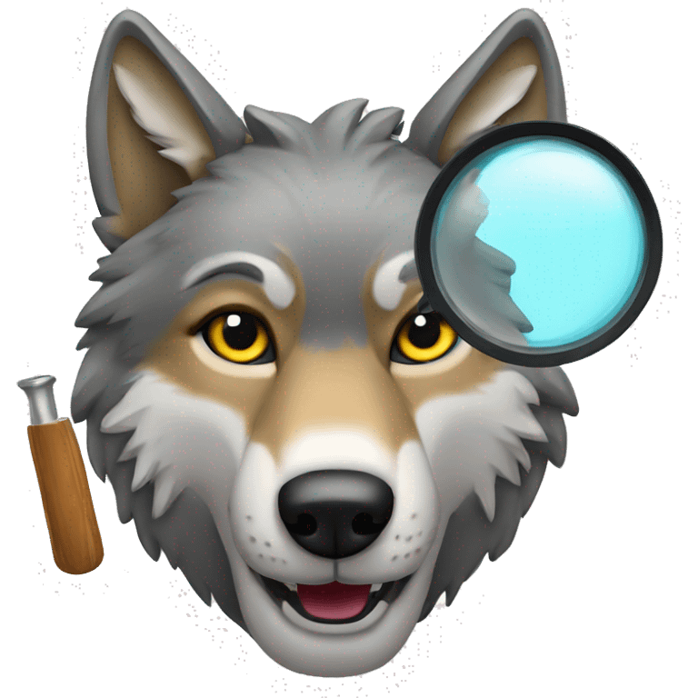 Wolf with magnifying glass emoji