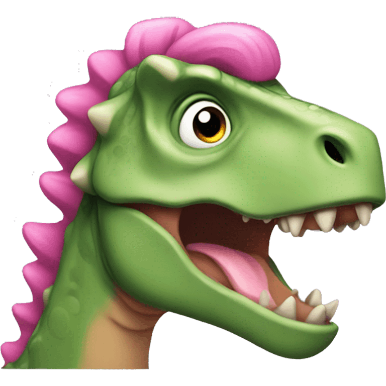 Dinosaur with pink hair emoji