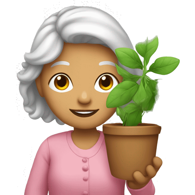 a grandmother with plant emoji