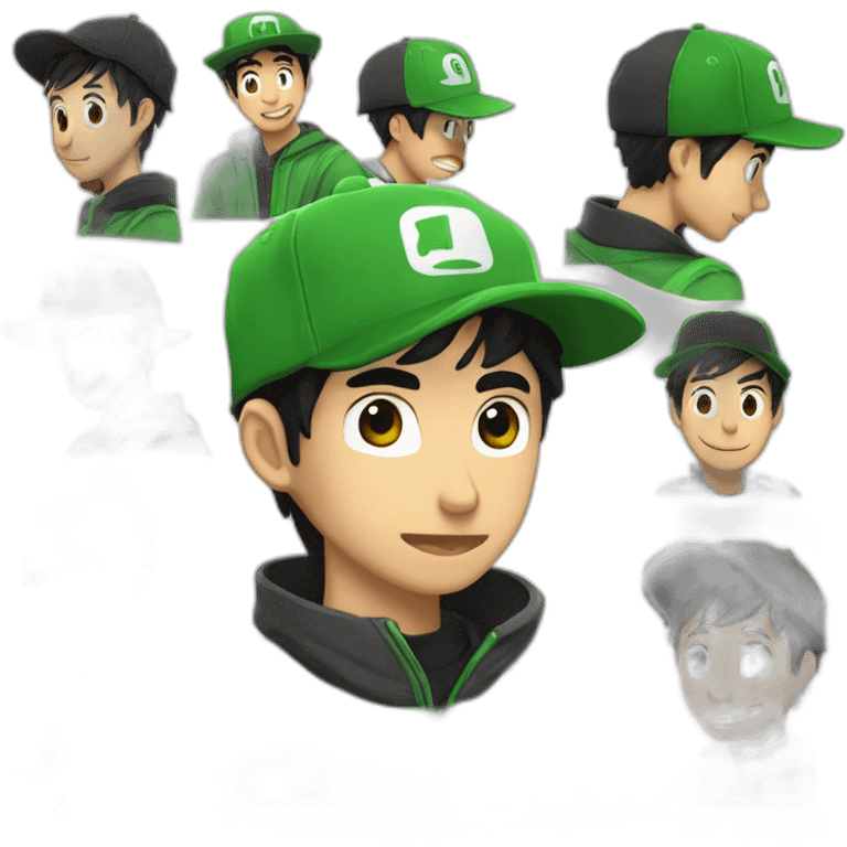 Fernanfloo con gorra de luigui y una rana rene sentada en su hombro emoji