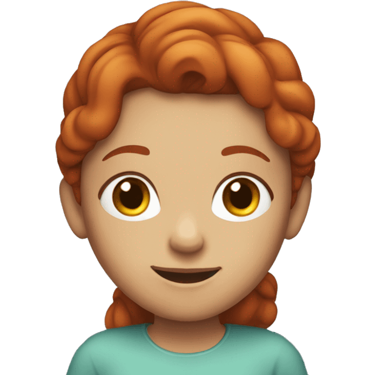 A girl who has long red hair, freckles and she is smiling emoji