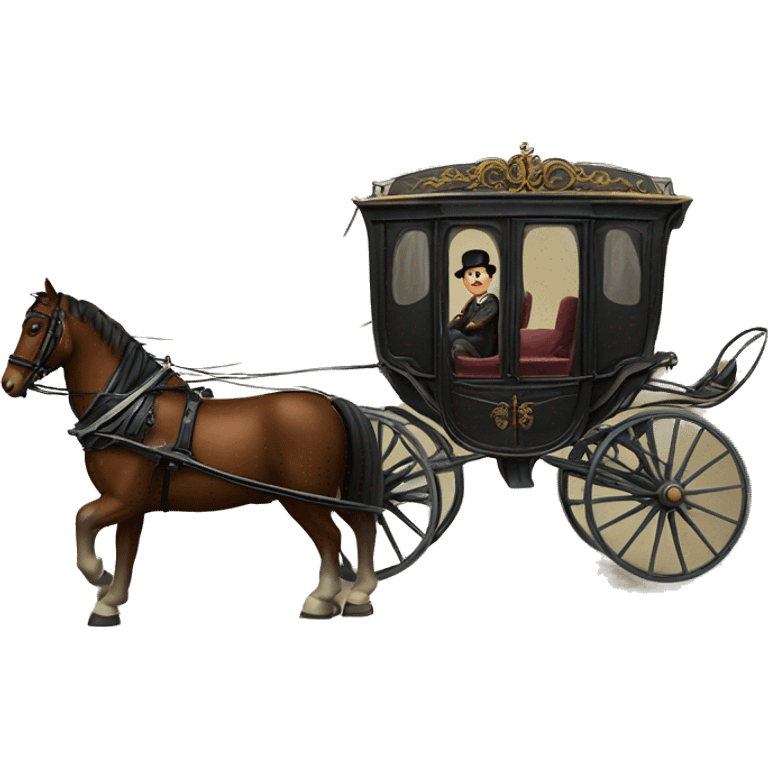 a man sits in a horse-drawn carriage from Russia in the 19th century emoji