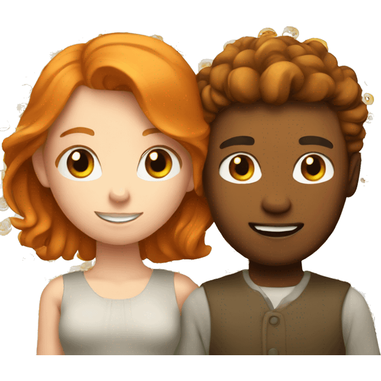 Ginger boy and brown haired girl in love emoji