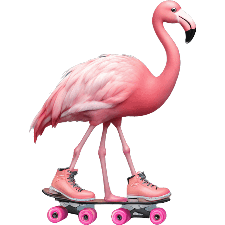 flamingo wearing roller skates  emoji