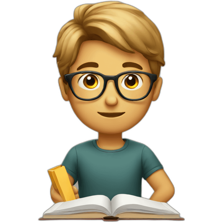 Boy studying wearing glasses  emoji