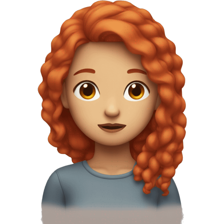 girl with red hair thinking with her eyes closed emoji