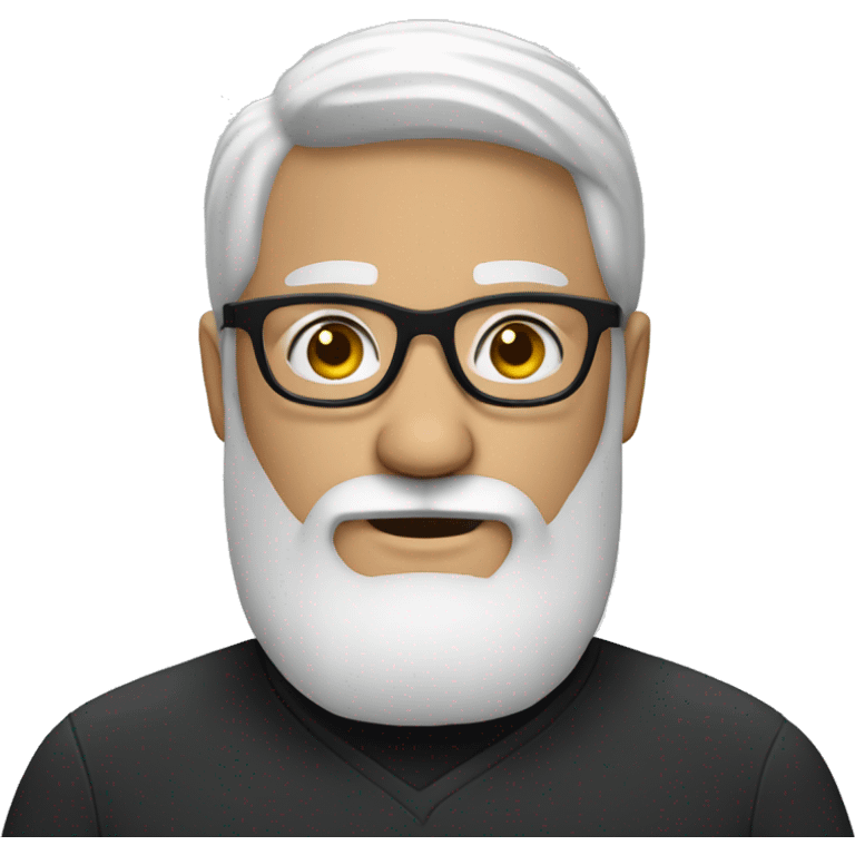 white bearded man with glasses wearing a black gap emoji