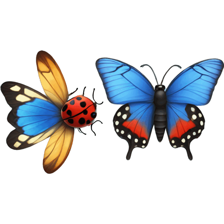 blue butterfly with ladybug  emoji