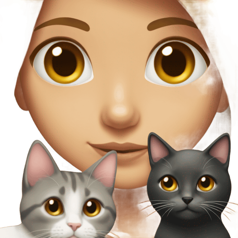 beautiful brown-eyed girl portrait cat emoji