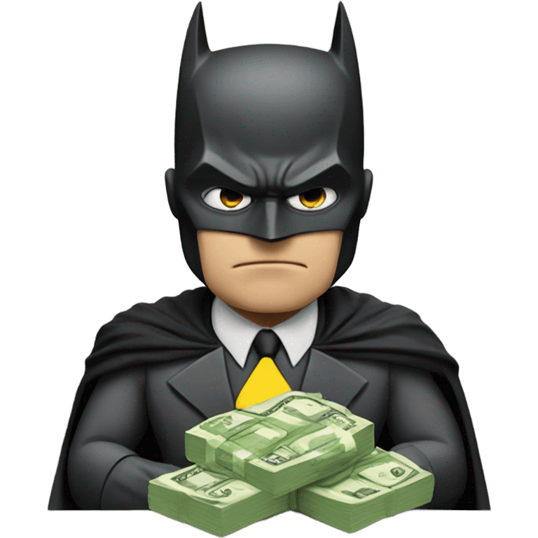 Batman offering stack of money serious face emoji