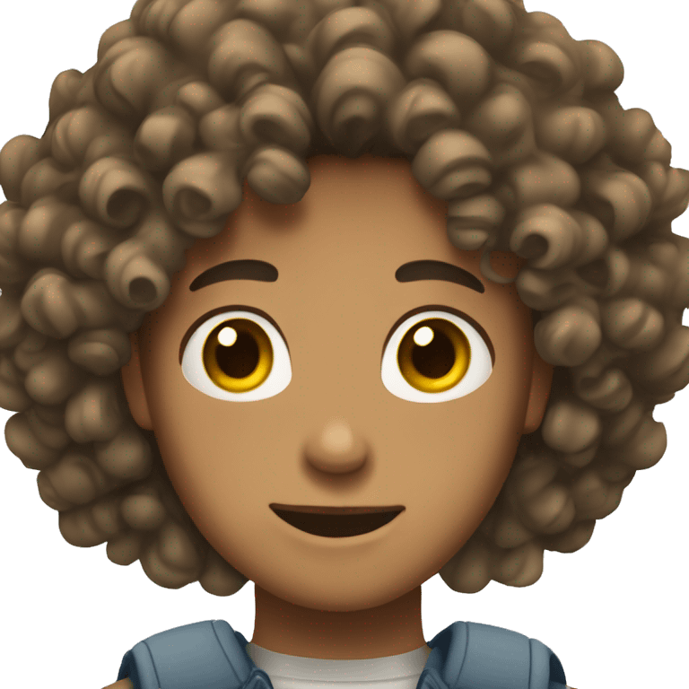 teenage with curly hair and tan skin is a male emoji