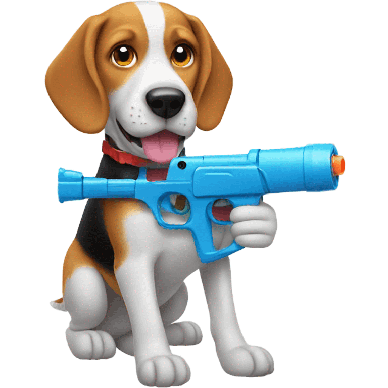 Beagle holding a watergun emoji