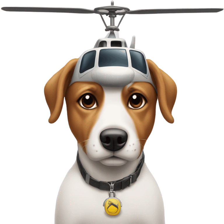 A dog with a helicopter on its head emoji