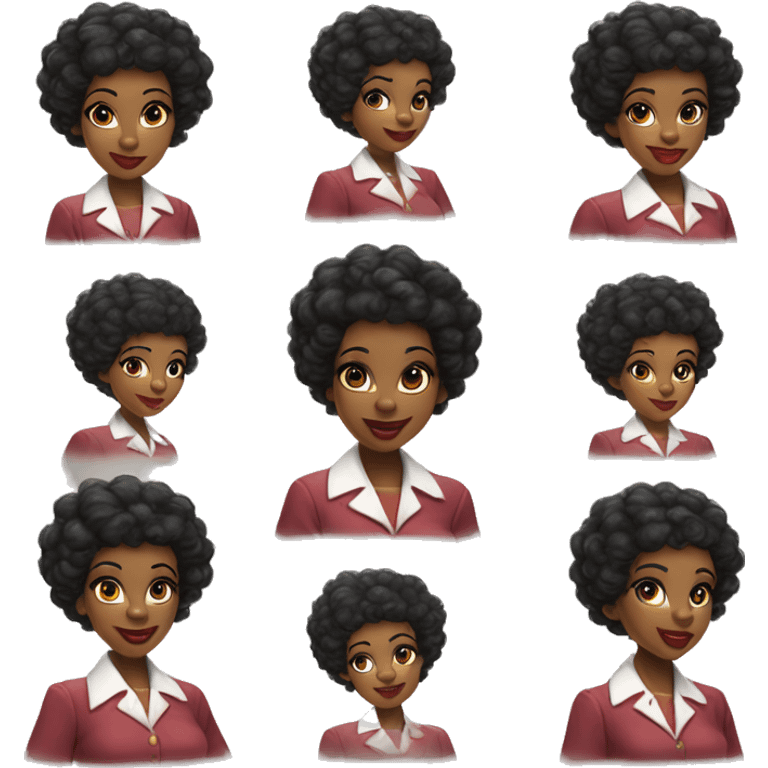 African American character inspired by the classic Betty Boop style, featuring a cute and lively personality. She has short, curly hair and large expressive eyes. The character is wearing a neatly tailored post office uniform emoji