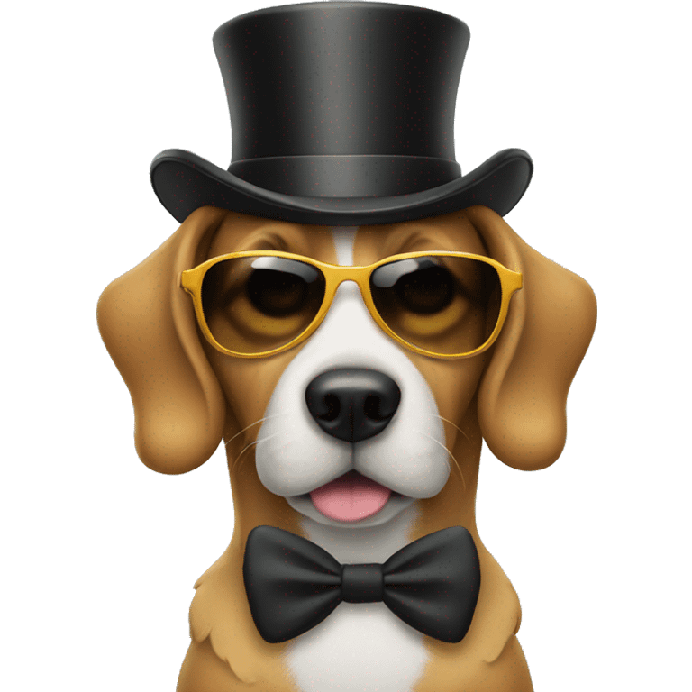 Dog with sunglasses and top hat emoji