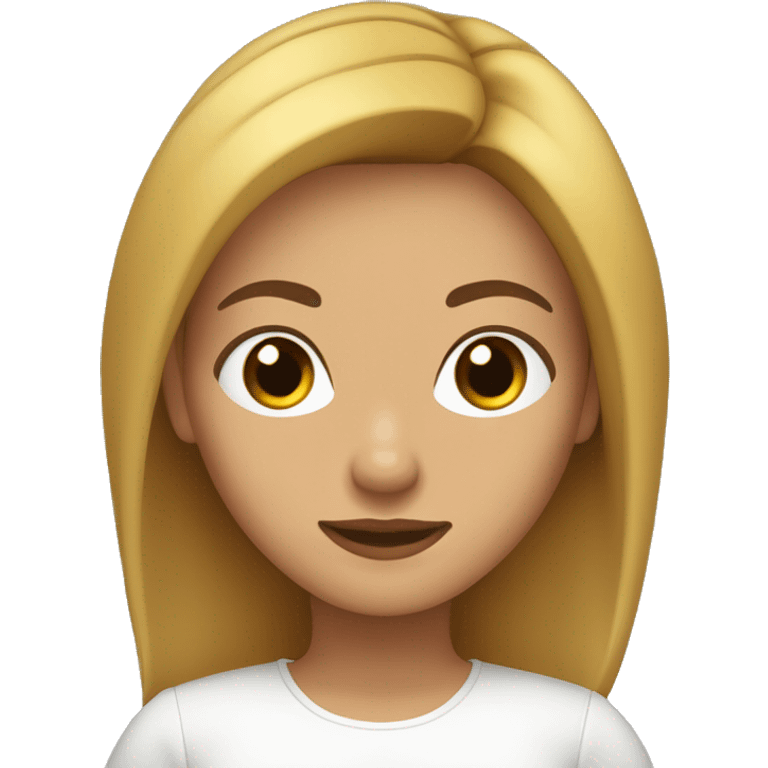 Mujer con pelo castaño ojos de color miel y cabello liso blanca  emoji