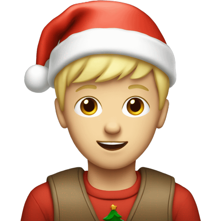 Blonde boy with Christmas hat emoji