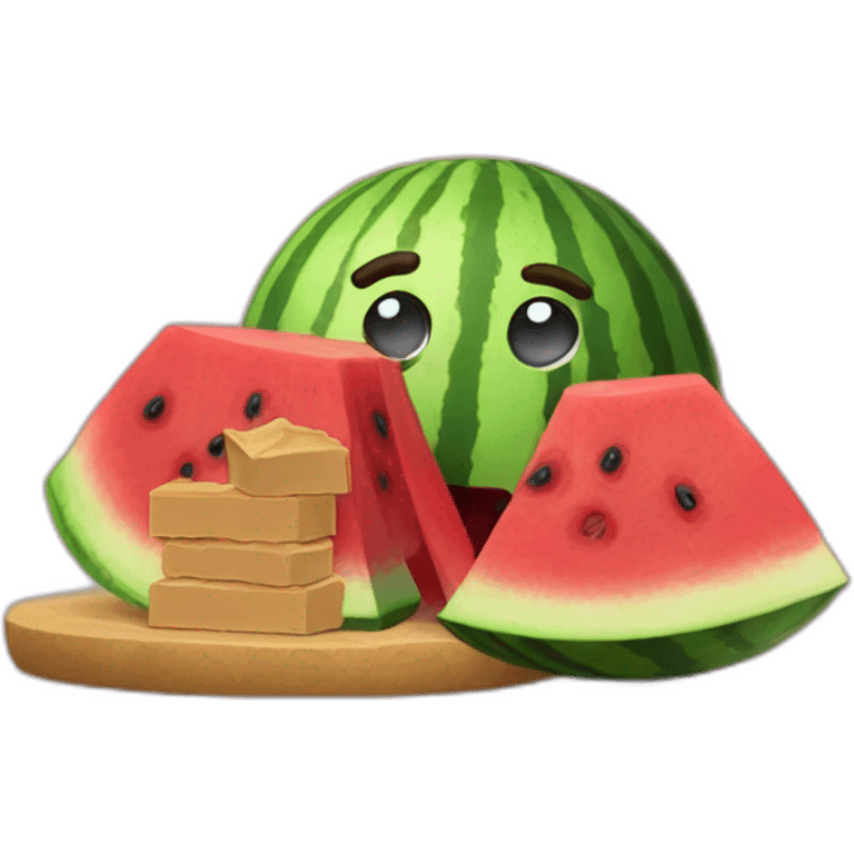 watermelon eating peanut butter emoji