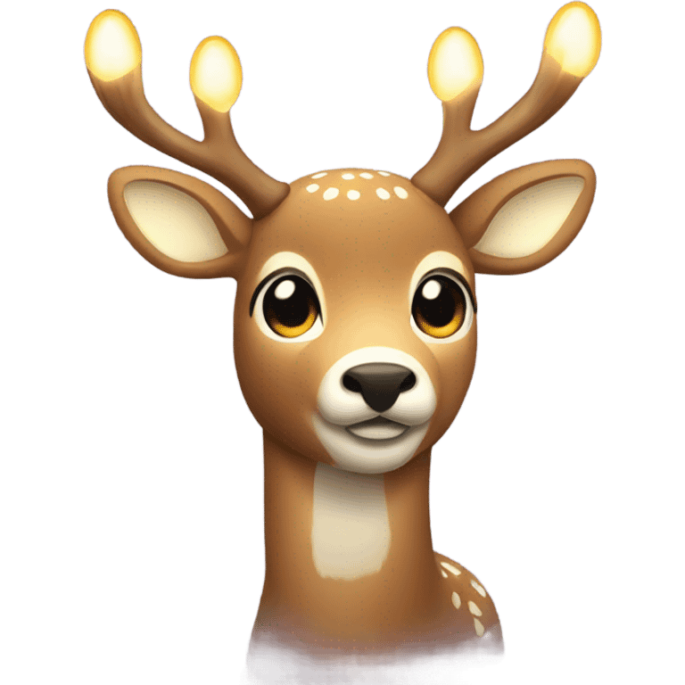 Deer with warm white lights on antlers  emoji