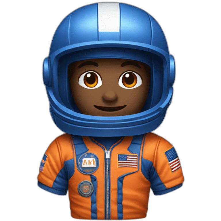 A blue and orange astronaut baseball player emoji