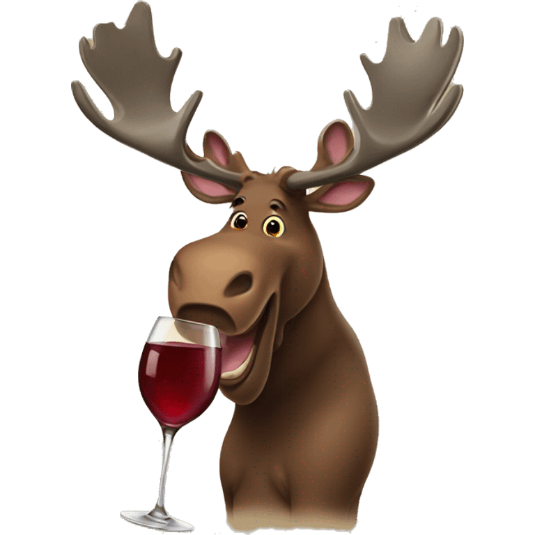 Moose holding wine glass emoji