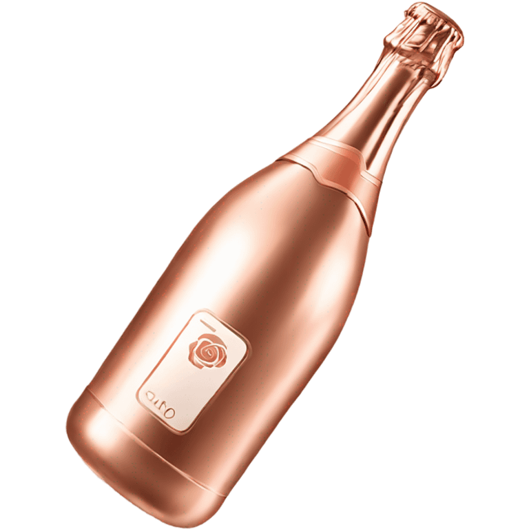 Realistic rose gold metal champagne bottle emoji