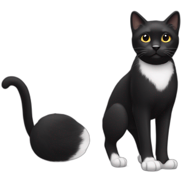 Black cat with white legs and black nose emoji