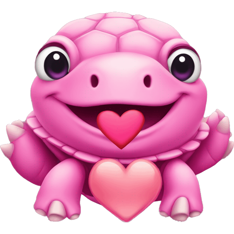 Pink turtle with heart eyes emoji