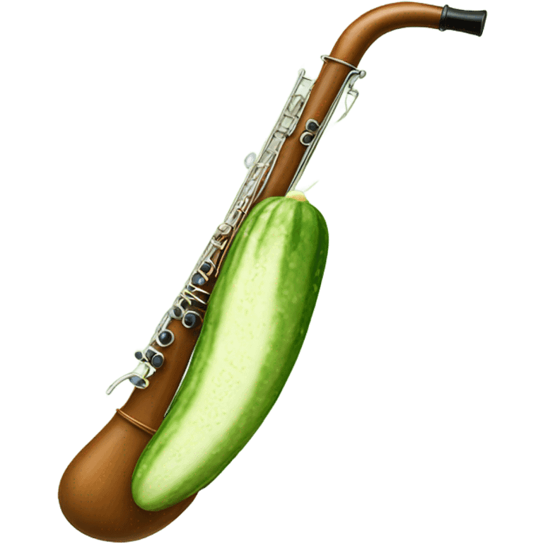 Cucumber slice holding a bassoon emoji