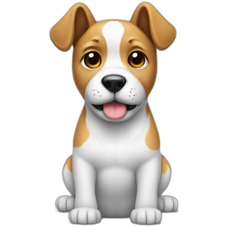 Dog with one hanging ear, black white cute emoji