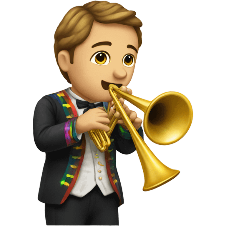 Moroni playing rainbow trumpet emoji