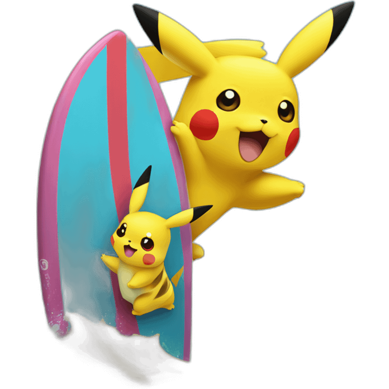 pikachu fait du surf emoji