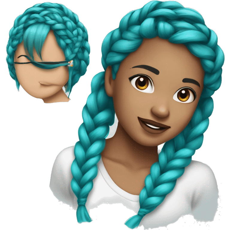 braids-with-a-side-bang, turquoise-blue-hair, young-girl emoji