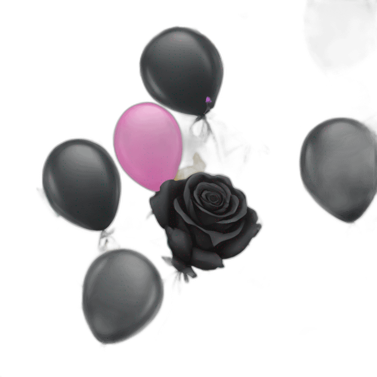 Black roses with balloons and confetti  emoji