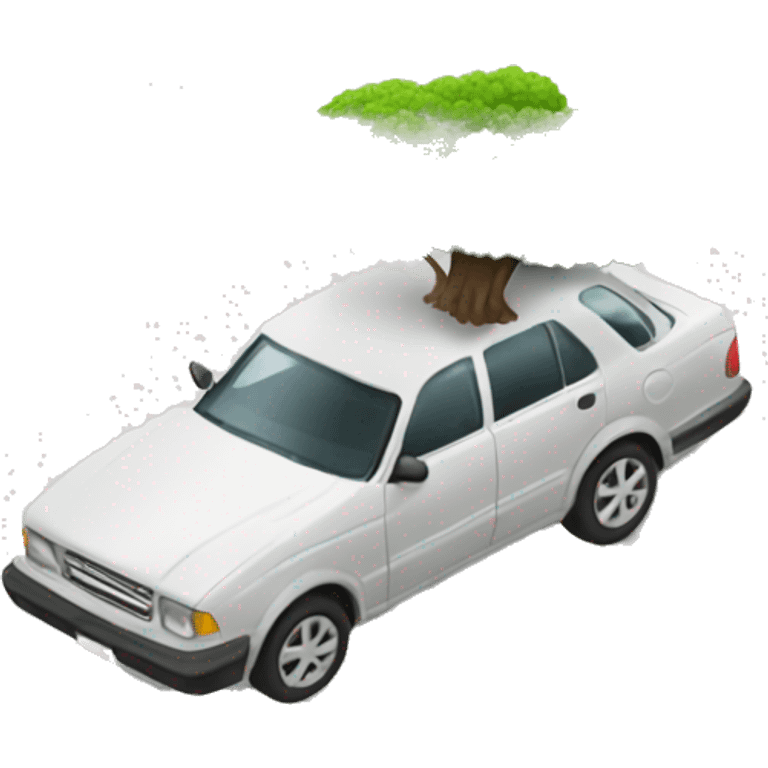 Car with trees laying onto of it emoji