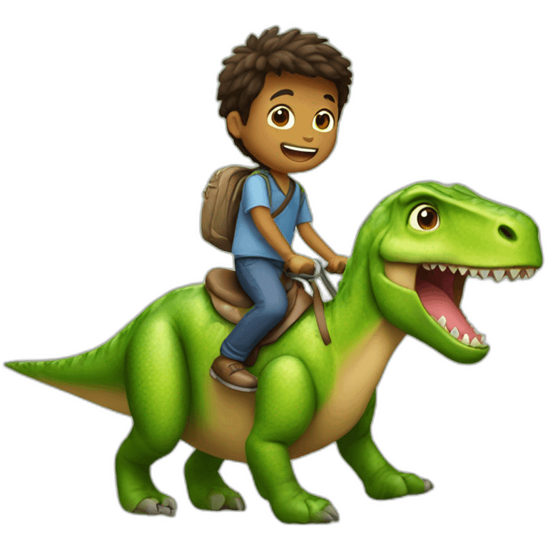 Boy riding dinosaur emoji