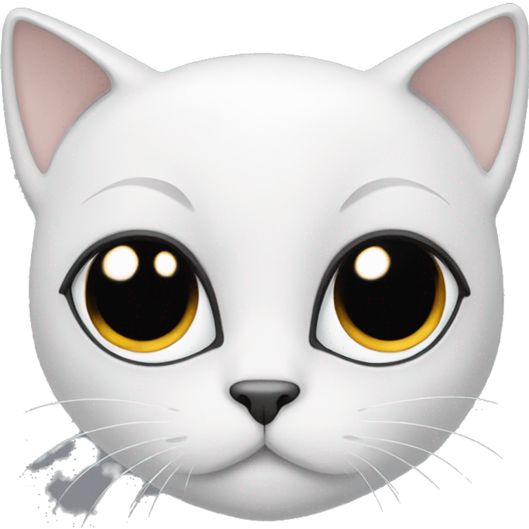 White cat with black ears and black around eye emoji