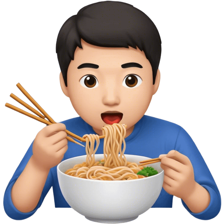 Asian man eating noodles emoji