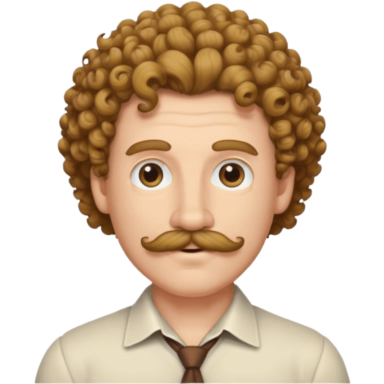 White guy with curly hair and mustache  emoji