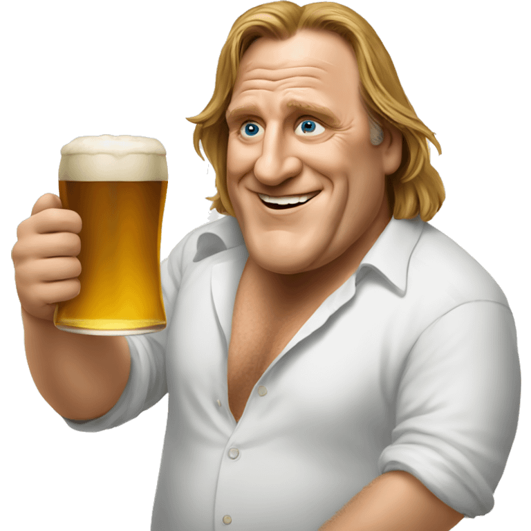 Gerard Depardieu holding beer emoji