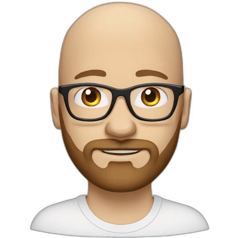 a bald programmer with glasses and a brown beard and blue eyes in tshirt emoji